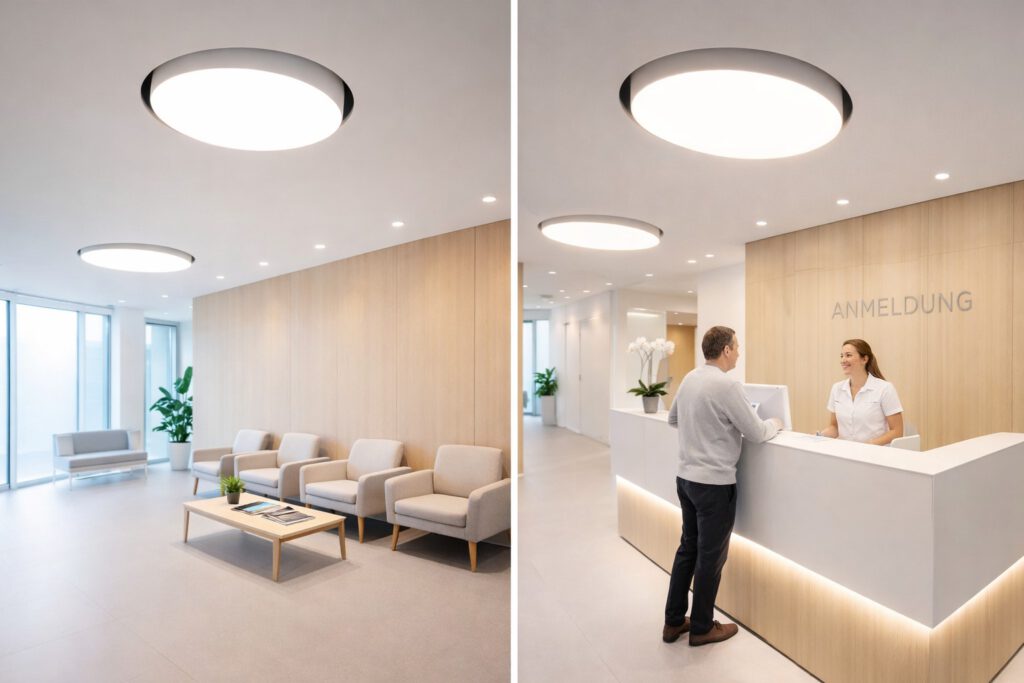 Einbauleuchten in großem Format für moderne Büro- und Objektbeleuchtung