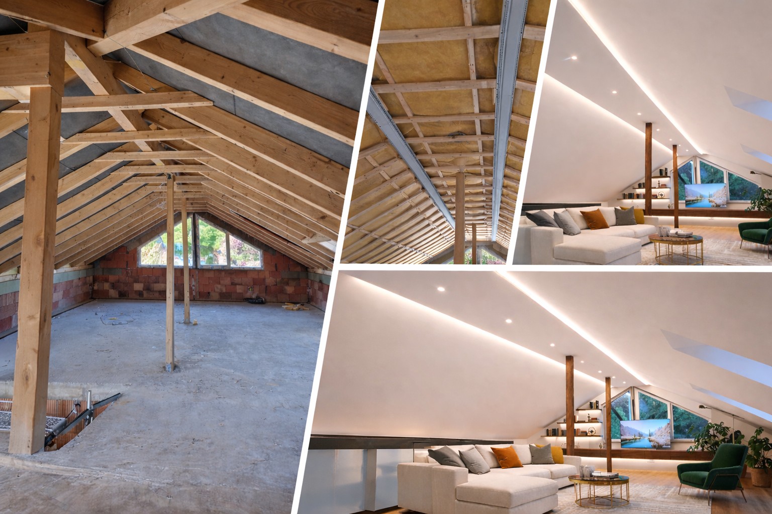 Trockenbau und Beleuchtung im Dachausbau mit Lichtintegration