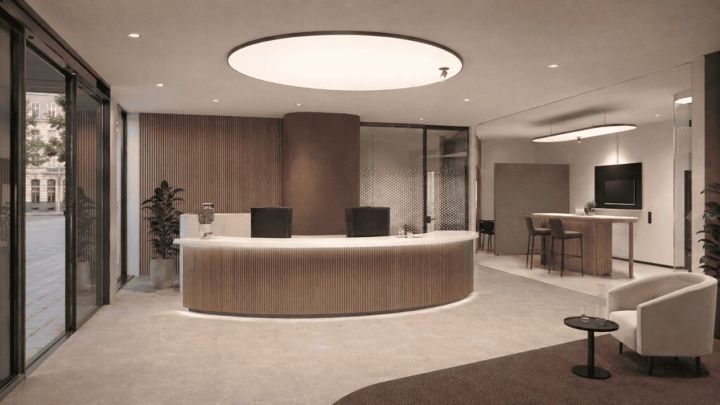 Großformatige LED-Flächenleuchte als Sonderleuchte für Empfang und Architektur