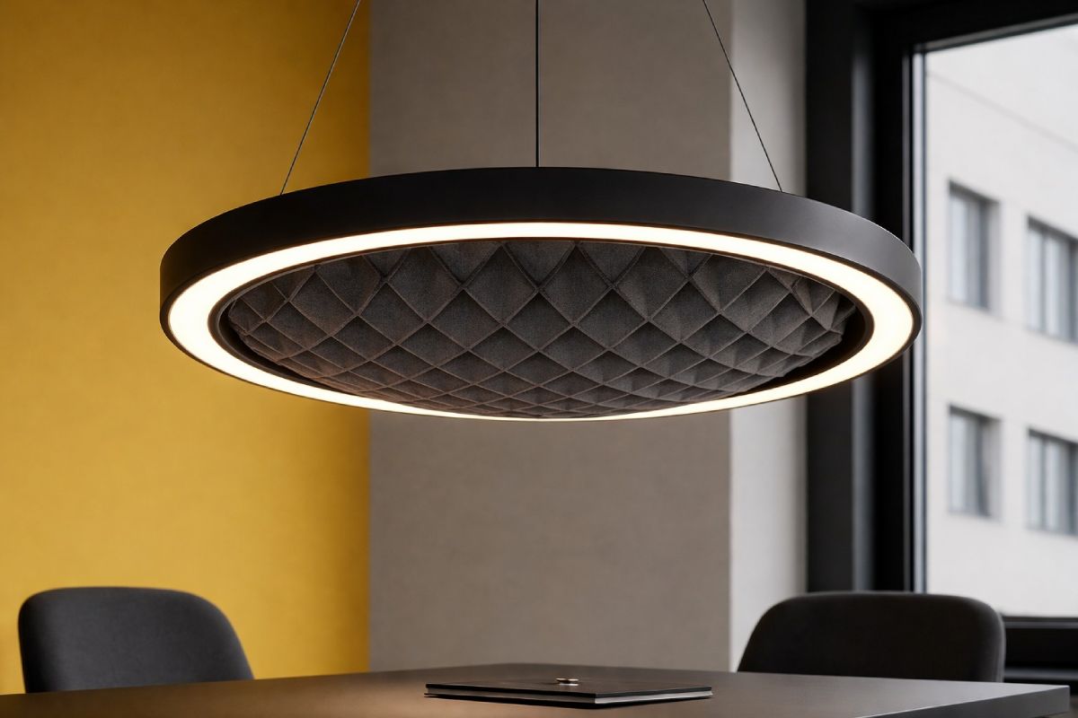 WABER Akustikleuchte als LED Ringleuchte mit eigenem Akustiksystem